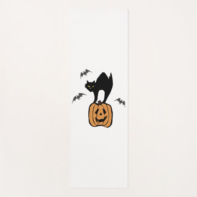 Black Cat Halloween  Yoga Mat (Front)