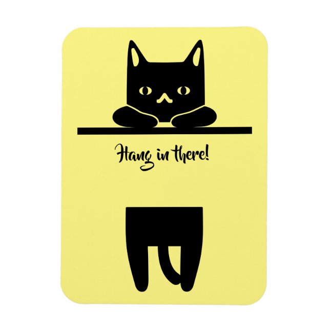Black Cat, Hang in There! Magnet (Vertical)