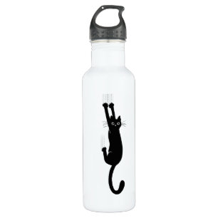 Black Cat Hanging On Funny Animal Lover's 710 Ml Water Bottle