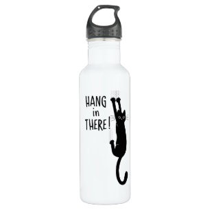 Black Cat Hanging On   Hang in There! 710 Ml Water Bottle