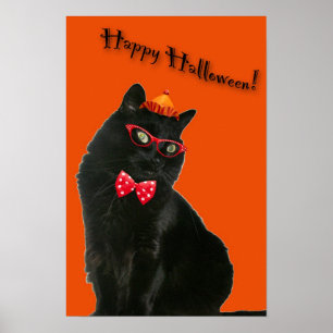 Black Cat Happy Halloween 20 x 30 Poster