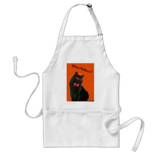 Black Cat Happy Halloween Apron