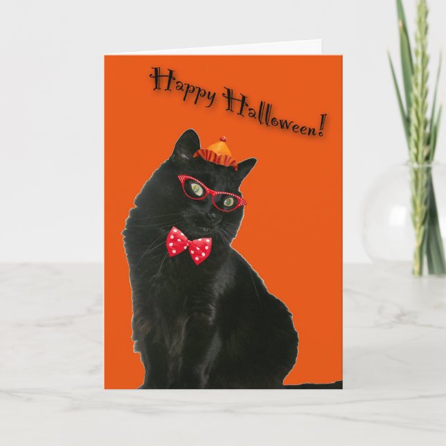 Black Cat Happy Halloween Card (Front)