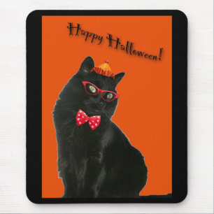 Black Cat Happy Halloween Mousepad