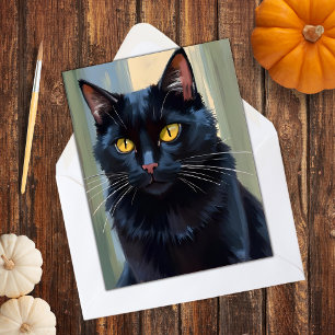 Black Cat Happy Halloween Spooky Holiday Card