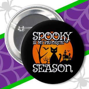 Black Cat Haunted Spooky Season Happy Halloween 6 Cm Round Badge