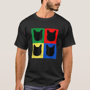 Black Cat Head Silhouette Primary Colours  Tabby T-Shirt