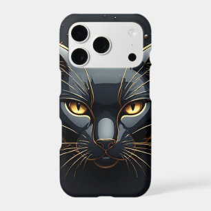 Black Cat Head With Gold Drip Design 🐈