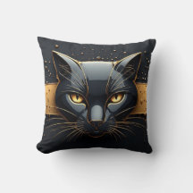 Black Cat Head With Gold Drip Design 🐈