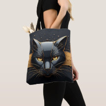 Black Cat Head With Gold Drip Design 🐈
