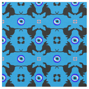 Black Cat, Heart & Evil Eye trendy fashion fabric