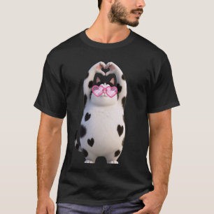 Black Cat Heart Hands Cute Face Horror Poster Hall T-Shirt