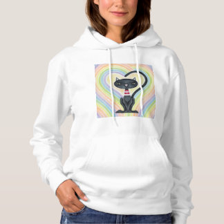 Black Cat Heart Rainbow Hoodie