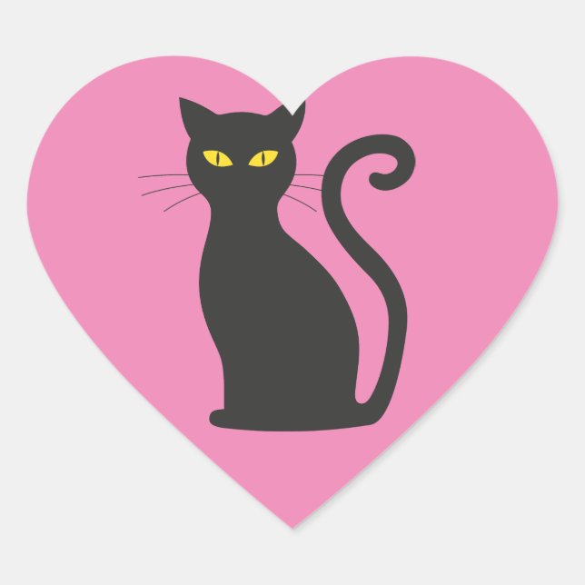 BLACK CAT HEART SHAPED STICKERS (Front)