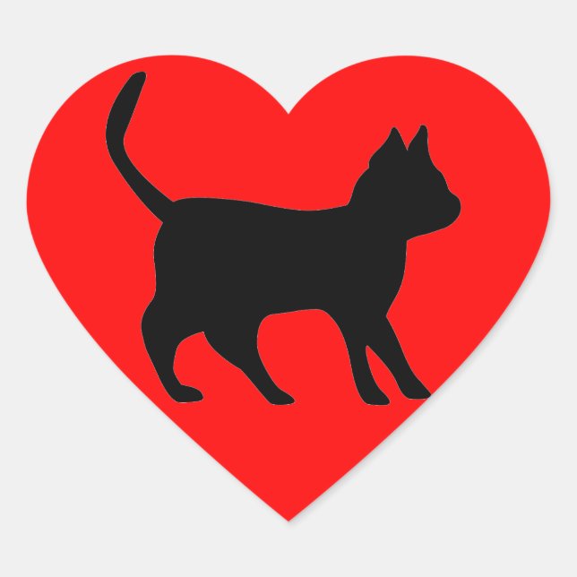 Black Cat Heart Sticker (Front)