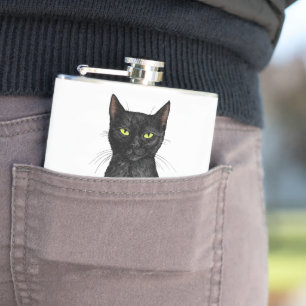 Black cat hip flask