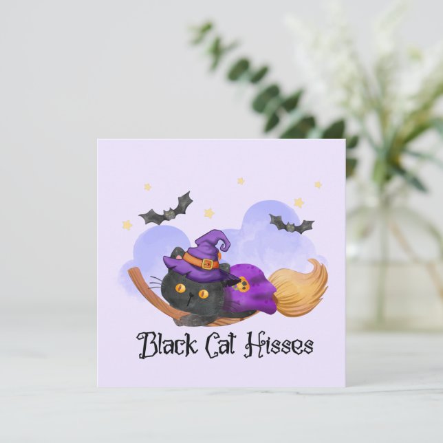 Black Cat Hisses – Halloween Witch Cat (Standing Front)