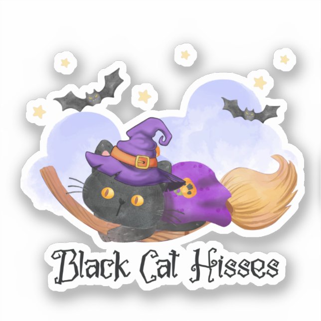 Black Cat Hisses – Halloween Witch Cat (Front)