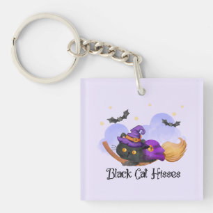 Black Cat Hisses – Halloween Witch Cat Key Ring