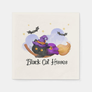 Black Cat Hisses – Halloween Witch Cat Napkin