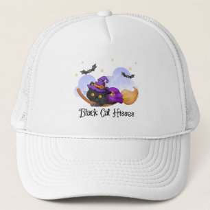 Black Cat Hisses – Halloween Witch Cat Trucker Hat