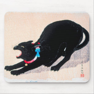 Black Cat Hissing Fine Art by Hiroaki Takahashi Mouse Pad