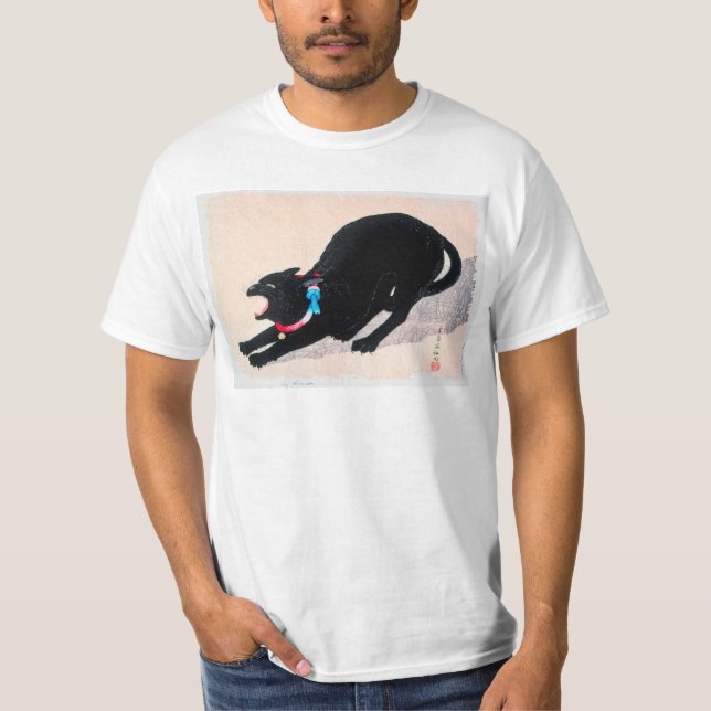 Black Cat Hissing Fine Art by Hiroaki Takahashi T-Shirt (Front)