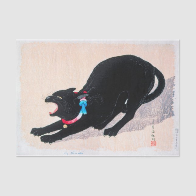Black Cat Hissing Fine Art by Hiroaki Takahashi Tissue Paper (Front)