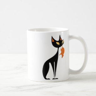 Black Cat Holding Orange Rat  Coffee Mug