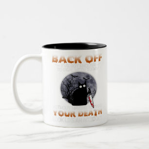 Black Cat Horror Back Off I've Got Enough To Deal Two-Tone Coffee Mug