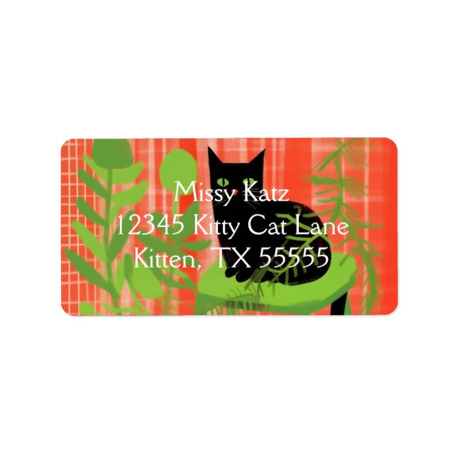 Black Cat Houseplants Address Label (Front)