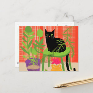 Black Cat Houseplants Postcard