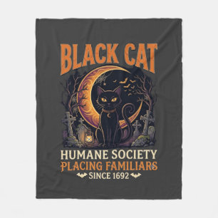 Black Cat Humane Society Halloween Crescent Moon L Fleece Blanket