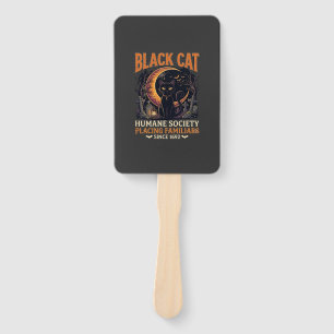 Black Cat Humane Society Halloween Crescent Moon L Hand Fan