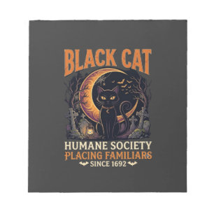 Black Cat Humane Society Halloween Crescent Moon L Notepad