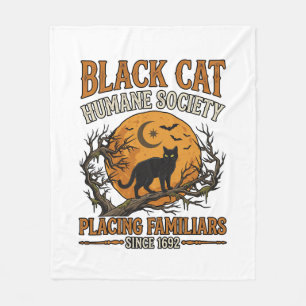 Black Cat Humane Society Halloween Full Moon Bats_ Fleece Blanket