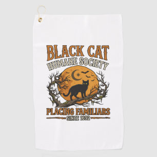 Black Cat Humane Society Halloween Full Moon Bats_ Golf Towel