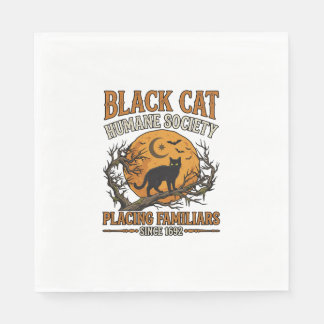 Black Cat Humane Society Halloween Full Moon Bats_ Napkin
