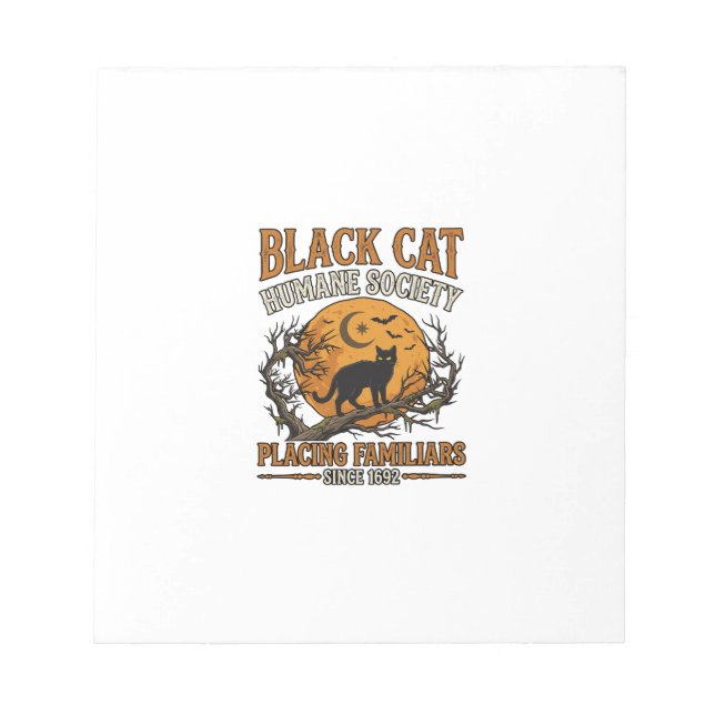 Black Cat Humane Society Halloween Full Moon Bats_ Notepad (Front)