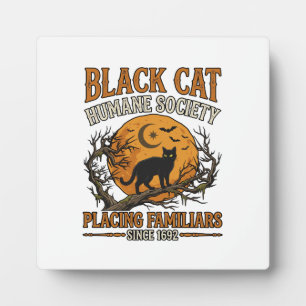 Black Cat Humane Society Halloween Full Moon Bats_ Plaque