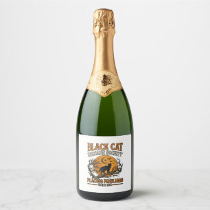 Black Cat Humane Society Halloween Full Moon Bats_ Sparkling Wine Label