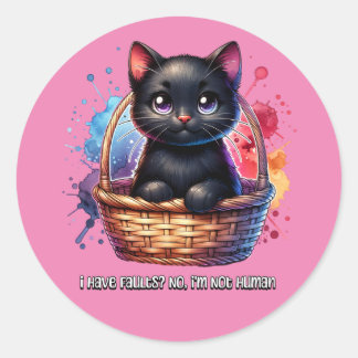 Black Cat: I Have Faults, No I'm Not Human Classic Round Sticker