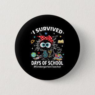 Black Cat I Survived 67 Days Of School Kindergarte 6 Cm Round Badge