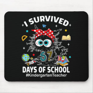 Black Cat I Survived 67 Days Of School Kindergarte Mouse Pad