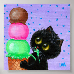 Black Cat Ice Cream Creationarts Poster