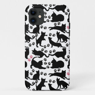 Black Cat Icon with Paws iPhone 11 Case