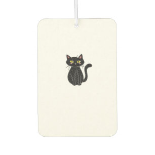 Black Cat Illustration, Doodle Cute Cat Classic T- Car Air Freshener
