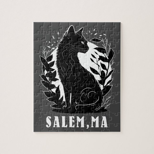 Black Cat Illustration | Salem Jigsaw Puzzle (Vertical)