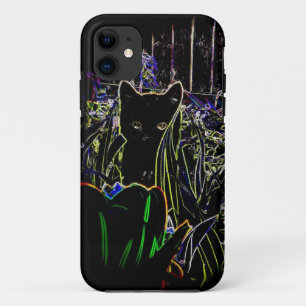 Black Cat in A Neon Garden iPhone 5 case