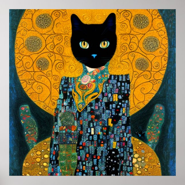Black Cat in Fabulous Gown Poster (Front)